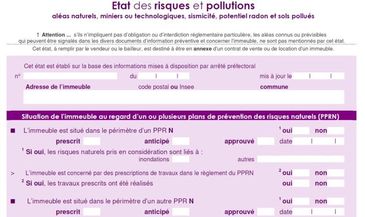 Information des acquéreurs et des locataires sur les risques naturels, technologiques ou miniers, et les pollutions